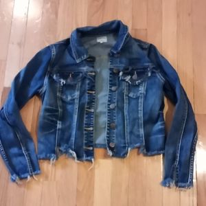 Distressed cropped jean jacket sz. Medium
